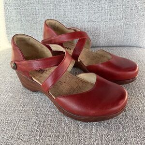 Alegria Savina Red Leather Wedge Shoes Size 40